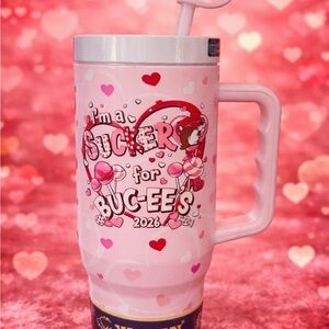 Pink Buc-ee's “Sucker for Buc-ees”Tumbler with Straw